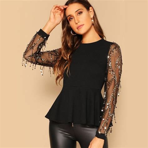 WOMEN'S LUXURY BLACK SHIRTS AND TOPS 